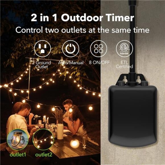7Day Outdoor HeavyDuty Digital Programmable Timer,Outdoor TimerOutlet Waterproof - Picture 3 of 7